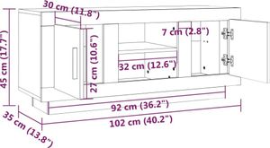 vidaXL TV-Schrank Grau Sonoma 102x35x45 cm Holzwerkstoff