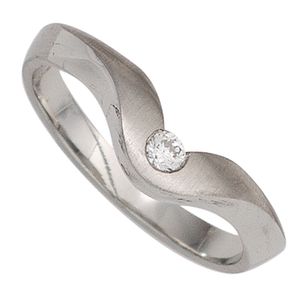 JOBO Damen Ring 950 Platin teilmattiert 1 Diamant Brillant 0,08ct. Platinring Größe 58