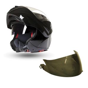 Kask CMX flip-up Spacer czarny błyszczący + wymienny wizjer ciemny w zestawie "M"