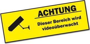 Aufkleber "Achtung Videoüberwachung" Warnaufkleber Hinweis Kamera Sticker R008