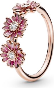 Pandora Garden Ring 188792C01 Růžová kopretina Flower Trio Non Stackable Rose Clear Zirconia Pink Enamel 17