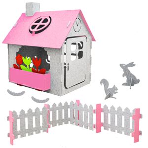 Detský domček na hranie z recyklovanej plsti 110x100x124 Vnútorný vonkajší domček s príslušenstvom