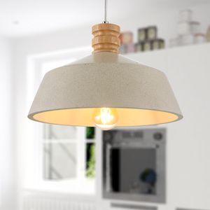 LED Pendelleuchte, E27, Lampe Für Wohnzimmer Esszimmer Küche, Höhenverstellbar, Farbe: Beton-Sandstein-Weiß, Leuchtmittel: ohne Leuchtmittel