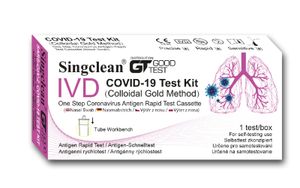SINGCLEAN Covid-19 Schnelltest (1er Pack) Abstrichtest Sars-Cov-2 Antigen Test Kit (kolloidales gold) BfArM AT1259/21