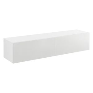 Hängeboard Evaton Weiß Hochglanz Hängeschrank 140x33x30cm Wohnwand mit 2 Ablagefächern TV Lowboard Hängekonsole Hängend [en.casa]