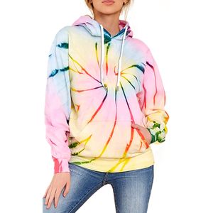 Damen Tunnelzug Batik Hoodie lässiger Pullover Pullover,Farbe: Damen,Größe:L