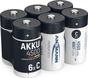 ANSMANN Akku C 4500mAh Baby NiMH 1,2V – 1000x wiederaufladbar (6 Stück)
