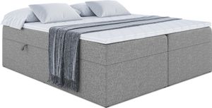 ALTDECOR Boxspringbett mit Multipocket-Matratze H4 (20 cm hoch) mit + PUR + Kokosmatte, Topper (4 cm hoch), Polsterbett mit Bettkasten MARCE-BW 140x200 - Grau Inari 91