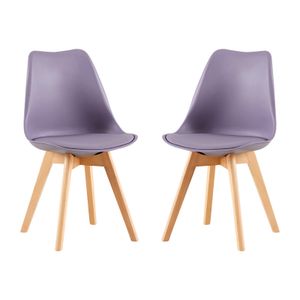 IPOTIUS 2er Set SGS Esszimmerstühle mit Massivholz Buche Bein, Skandinavisch Design Gepolsterter Küchenstühle Stuhl Küche Holz, Violett