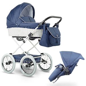 Kinderwagen mit Weidenkorb Babyschale und Isofix optional Retro by SaintBaby Coast R22 3in1 mit Babyschale