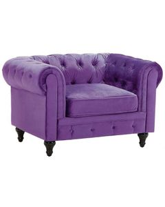 BELIANI Fotel fioletowy welur chesterfield tuftowany pikowany aksamit vintage glamour salon