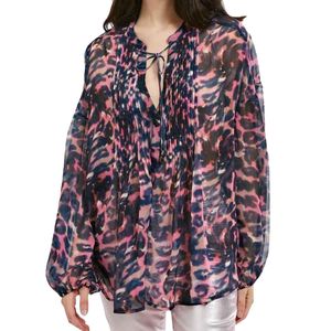 Guess LS DIAMANTE TOP LieferantenFarbe: SOFT WATERCOLOR LEOP, Größe: L, Farbe: Pink