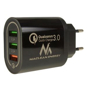QC 3.0 Universal USB-Ladegerät 3xUSB Ladeadapter Netzteil mit Schnellladefunktion Adapter 1x Quick Charge 1x QC3.0 bis 3A, 2x 2.1A Schwarz