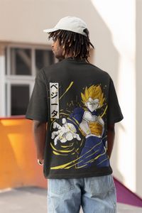 Męska koszulka z bawełny organicznej Vegeta Warrior Son Goku Dragon Ball Anime Majin Streetwear