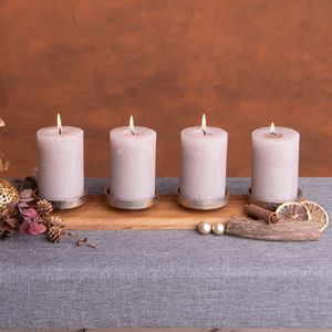 Adventskranz Holz für 4 Stumpenkerzen Advent Kerzenhalter länglich modern Kerzenständer Adventskranz Weihnachtsdeko