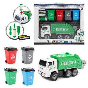 Toi-Toys - Spielzeuglastwagen - Müllwagen mit Mülltonnen Müllabfuhr Müllmann Fahrzeug Kinderspielzeug