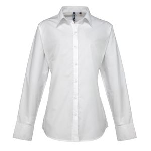 Premier dámská popelínová halenka / blůza / pracovní košile s dlouhým rukávem RW2818 (44) (bílá)