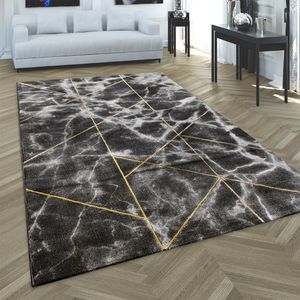 Teppich Wohnzimmer Kurzflor 3D Effekt Marmor Optik Geometrisches Muster Rauten Grösse 160x230 cm