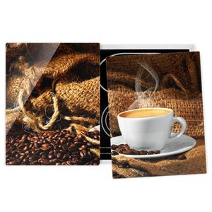 Herdabdeckplatte Glas - Kaffee am Morgen - 52x80cm, Größe (H x B):52cm x 80cm