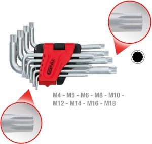 KS Tools Innenvielzahn Winkelschlüssel Satz 151.4630 kurz - aus Spezial-Werkzeugstahl, in den Größen M4, M5, M6, M8, M10, M12, M14, M16, M18