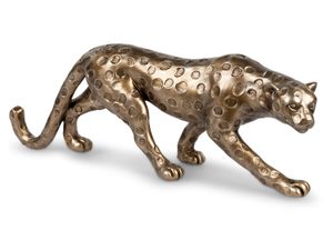 Dekofigur Leopard 37 cm antik gold Kunststein Figur Tierfigur