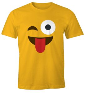 Herren T-Shirt Emoticon Gruppenkostüm Fasching Karneval Junggesellenabschied JGA lustig Fun-Shirt Moonworks® Zunge gelb M