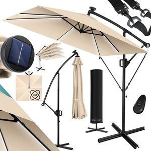 KESSER® Ampelschirm Holly Sonnenschirm Rechteckig mit und ohne LED Solar inkl. Abdeckung + Windsicherung mit Kurbel | Kurbel-Schirm mit Ständer UV-Schutz Aluminium Wasserabweisend Ø350cm Gartenschirm KESSER® Ampelschirm Holly Sonnenschirm Rechteckig mit und ohne LED Solar inkl. Abdeckung + Windsicherung mit Kurbel | Kurbel-Schirm mit Ständer UV-Schutz Aluminium Wasserabweisend Ø350cm Gartenschirm