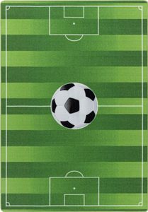 Teppium Kinderteppich Fussball Stadion Design Jungen Teppich Mädchen, Spielteppich Kinderzimmer Teppich, Robust, Grün, 140 x 200 cm