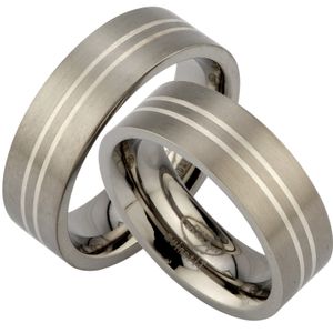 Ringe aus Titan , mit Silber einlage , Trauringe mit Gratis Gravur Hochzeitsringe Eheringe Partnerringe Ohne Steine JT21x