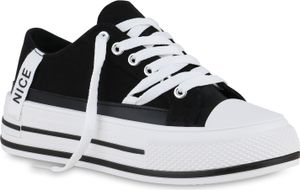VAN HILL Trampki damskie niskie sznurowane buty materiałowe 840989, Kolor: Czarny, Rozmiar: 38