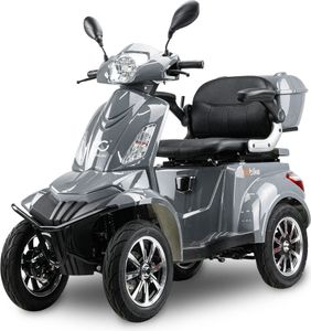 Elektrický skútr pro seniory BILI BIKE SHINO QUADRO GEL se silničním průkazem, čtyřkolka, 1000 W, 60V 20Ah baterie, 25 km/h, stříbrná barva