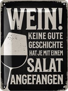 LANOLU retro Blechschilder Sprüche lustig, vintage Metallschild mit Spruch, Wein Küchenbild und Shabby Chic Wanddeko Küche 15x20cm