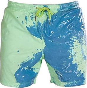 Farbwechselnde Badehose für Männer, Badeshorts Herren, Sport schnell trocknend - SWITCHOPS Blau/Grün L