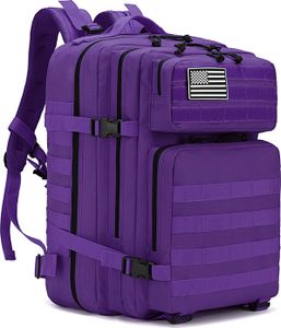 45L Mężczyźni Kobiety Wojskowy plecak taktyczny Wodoodporny Bug Out Bag Trekking Sportowe plecaki podróżne Camping Hiking Torby wspinaczkowe Fioletowy