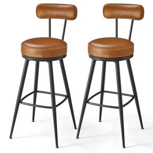 VASAGLE EKHO Kollektion - 360° drehbarer Barhocker, 2er Set, Hocker mit Rückenlehne für Bartisch