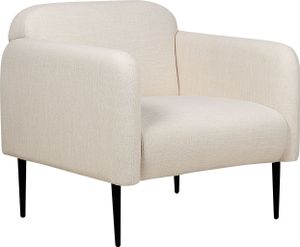 BELIANI Sessel Hellbeige Stoffbezug aus Leinen mit Hohen Armlehnen Schwarzem Metallgestell Retro-Design Polstersessel Wohnzimmer Ausstattung Möbel