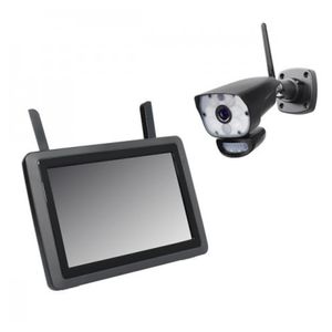 Indexa DW700 SET Funk-Überwachungskamera mit 9 Zoll Monitor mit App 1080p Full-HD LED-Licht
