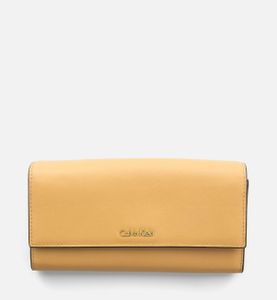 Peněženka Calvin Klein LARGE LEATHER TRIFOLD WALLET písková