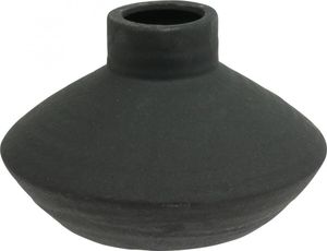 Czarny wazon ceramiczny Wazon dekoracyjny płaski bulwiasty H12.5cm nowoczesny azjatycki meksykański