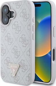 Case Guess GUHCP16SP4TDPP Apple iPhone 16 hardcase Leather 4G Triangle Strass MagSafe pink