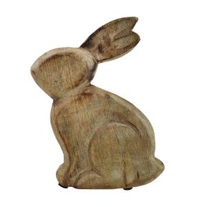 Handgemachter Osterhase Charly aus Holz 20cm, Hase sitzend, Osterdeko zum Aufstellen