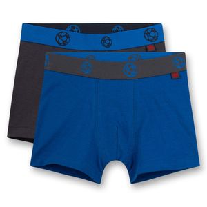 Sanetta Jungen Shorts, 2er Pack - Pants, Unterhosen, Baumwoll-Stretch, Fußball Blau/Grau 140