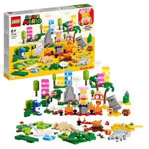 LEGO 71418 Super Mario Kreativbox – Leveldesigner-Set mit Gras-, Lava- und Wüstenmodellen zum Kombinieren mit Starterset, Spielzeug Figuren für Kinder