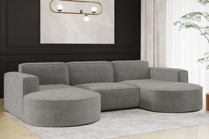 Kaiser Möbel Ecksofa Designer Couch U-Form Sofa U-Form MODENA U STUDIO stoff Nordic Anthrazit