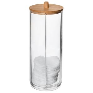 Orion Aufbewahrungsbehälter für Kosmetikpads | Wattepads-Spender aus Acryl mit Bambusholzdeckel WHITNEY