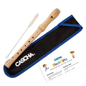 Cascha HH2130 Holzblockflöte - Barocke Griffweise mit Stofftasche, Flötenwischer und Grifftabelle