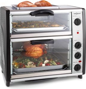oneConcept All-You-Can-Eat Doppel-Backofen - elektrischer Backofen , zwei getrennten Backräume , 42 Liter Gesamtvolumen , Grillplatte , 2400 W , einstellbare Temperatur: 60-240°C , Edelstahl , silber oneConcept All-You-Can-Eat Doppel-Backofen - elektrischer Backofen , zwei getrennten Backräume , 42 Liter Gesamtvolumen , Grillplatte , 2400 W , einstellbare Temperatur: 60-240°C , Edelstahl , silber