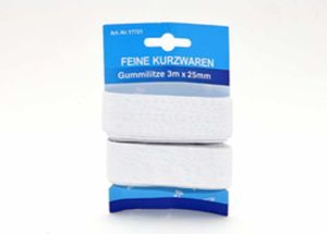 Gummilitze 3 m x 2,5 cm, weiß
