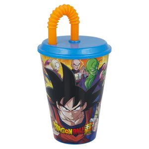 Dragon Ball Kinder Trinkbecher Mehrweg mit Deckel und Trinkhalm 430 ml BPA frei