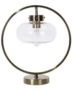 BELIANI Tischlampe Gold und Schwarz Metall 40 cm Lampenschirm Glas Kreisform Kabel mit Schalter Modernes Minimalistisches Design